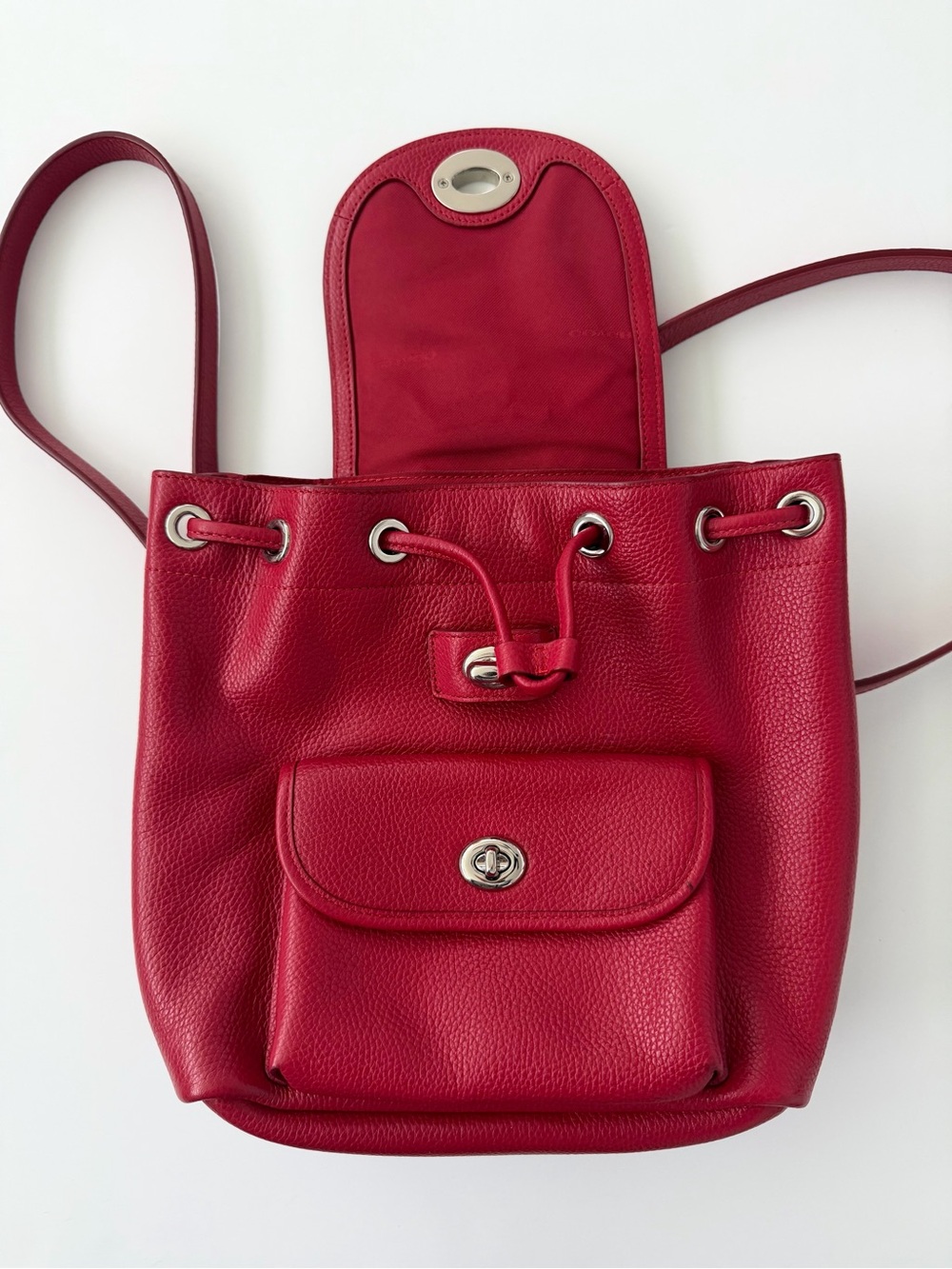 Coach Red Mini Turnlock Rucksack Backpack - Picture 7 of 11